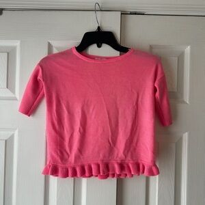 Lilly Pullitzer Girls Ribbed Riffled Knitted Bottom Sweater Top Sz S (4-5)